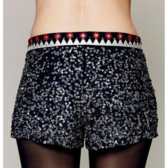 Wildheart by Eternal Sunshine Creations Pants - Free People WILDHEART by Eternal Sunshine Creations Sequin Shorts Black Sz SMALL
